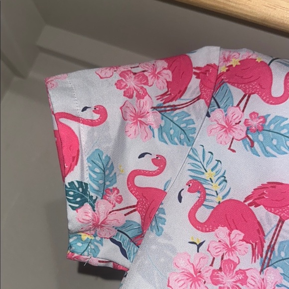 Pink and Blue Flamingo Button Down Shirt - Picture 4 of 5